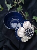 Blooming Sweetness - Ceramic Sugar container - Deep blue and pearly grey color - Image 2