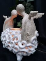 Angel Candle Holder - White and crackle color - Image 3