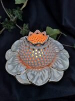Blossoming Glow: Flower Bud-Shaped Candle Holder - Pearl white color