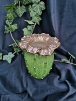 Floral Bloom Vase - Light green crackle and gold color