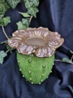 Floral Bloom Vase - Light green crackle and gold color - Image 2