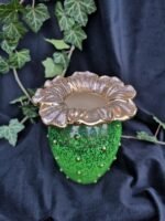 Floral Bloom Vase - Deep green and gold color