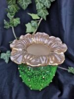 Floral Bloom Vase - Deep green and gold color - Image 2