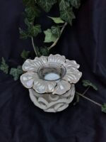 Elegant Flower Candle Holder with Golden Accents: Illuminate in Style - Pearl white / gold color - Image 6