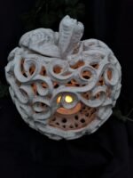 Apple-Shaped Candle Holder - White crackle color - Image 3