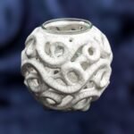 Serenity Glow: The Elegant Round Candle Holder - White crackle color - Image 2