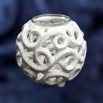 Serenity Glow: The Elegant Round Candle Holder - White crackle color - Image 4