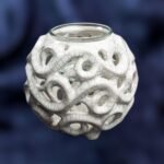 Serenity Glow: The Elegant Round Candle Holder - White crackle color - Image 5