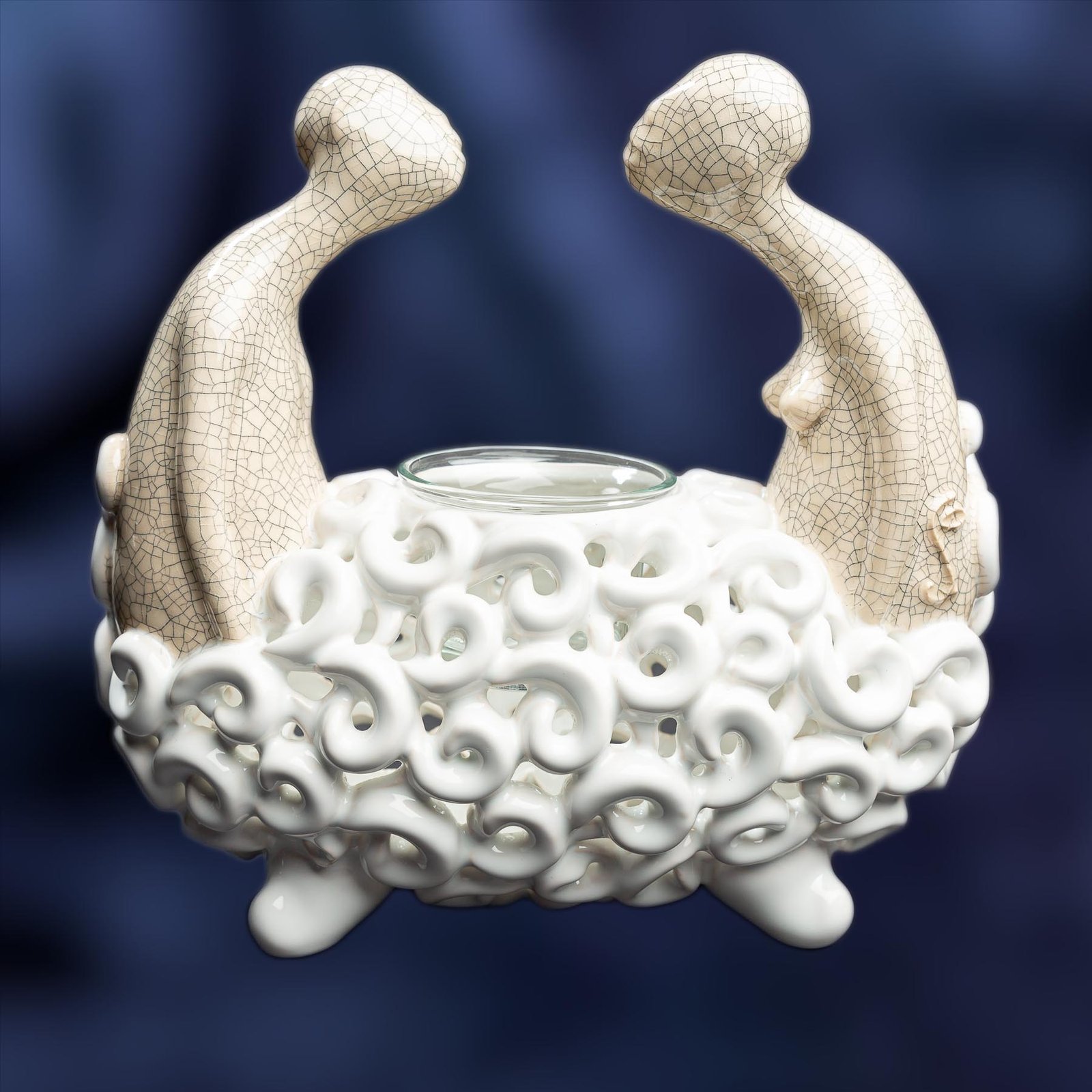 store_01GH3PA19DT5S64CY5FZFC6QWZ2Fassets2F1712762912199-MEI_992120copy.jpg Togetherness Candle Holder - White crackle color - Image 1