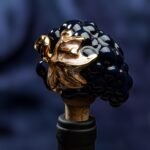 The Vineyard Charm: Wine Cork Shaped like a Grape - Dark blue color